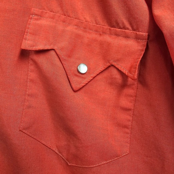 High Country Shirt Mens Medium Orange Western Pearl Snap Cowboy Rodeo Ranchwear‎ - Picture 4 of 13